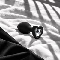 Ouch! Interchangeable Diamond Heart Gem Buttplug Small - Zwart, afbeelding 3