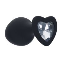 Ouch! Interchangeable Diamond Heart Gem Buttplug Medium - Zwart