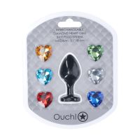 Ouch! Interchangeable Diamond Heart Gem Buttplug Medium - Zwart, afbeelding 2