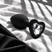Ouch! Interchangeable Diamond Heart Gem Buttplug Medium - Zwart, afbeelding 3