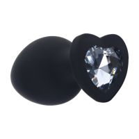 Ouch! verwisselbare diamant hartvormige buttplug - Large - Zwart
