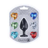 Ouch! verwisselbare diamant hartvormige buttplug - Large - Zwart, afbeelding 2