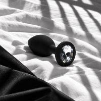 Ouch! Interchangeable Diamond Round Buttplug Small - Zwart, afbeelding 3