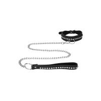 Ouch! Halsband met diamantstuds en lijn