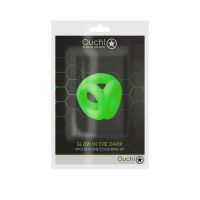 Ouch! Cockring met ballstrap - Glow in the Dark, afbeelding 2