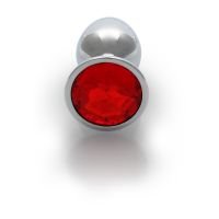 Ouch! Round Gem Buttplug - Small - Zilver/Robijnrood, afbeelding 2