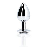 Ouch! Round Gem Buttplug - Small - Zilver/Diamant