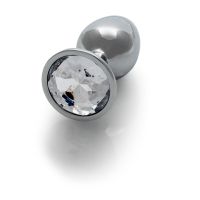 Ouch! Round Gem Buttplug - Small - Zilver/Diamant, afbeelding 3