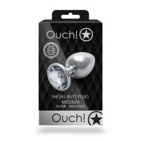Ouch! Round Gem Buttplug - Medium - Zilver/Diamant, afbeelding 6