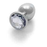 Ouch! Round Gem Buttplug - Large - Zilver/Diamant, afbeelding 5