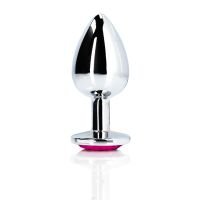 Ouch! Heart Gem Buttplug - Small - Zilver/Rubellietroze