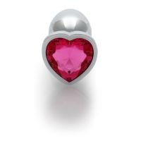 Ouch! Heart Gem Buttplug - Small - Zilver/Rubellietroze, afbeelding 2