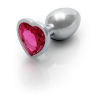 Ouch! Heart Gem Buttplug - Small - Zilver/Rubellietroze, afbeelding 4
