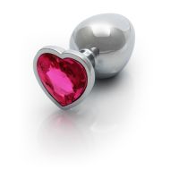 Ouch! Heart Gem Buttplug - Large - Zilver/Rubellietroze, afbeelding 4