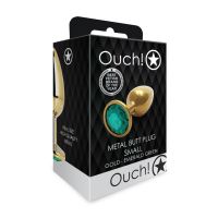 Ouch! Round Gem Buttplug - Small - Goud/Smaragdgroen, afbeelding 5