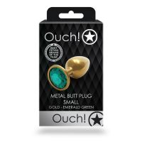 Ouch! Round Gem Buttplug - Small - Goud/Smaragdgroen, afbeelding 6