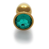 Ouch! Round Gem Buttplug - Small - Goud/Smaragdgroen, afbeelding 2