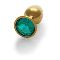 Ouch! Round Gem Buttplug - Small - Goud/Smaragdgroen, afbeelding 3