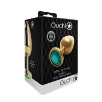 Ouch! Round Gem Buttplug - Large - Goud/Smaragdgroen, afbeelding 5