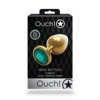 Ouch! Round Gem Buttplug - Large - Goud/Smaragdgroen, afbeelding 6