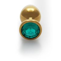 Ouch! Round Gem Buttplug - Large - Goud/Smaragdgroen, afbeelding 2