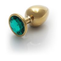 Ouch! Round Gem Buttplug - Large - Goud/Smaragdgroen, afbeelding 4