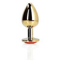 Ouch! Heart Gem Buttplug - Large - Goud/Robijnrood