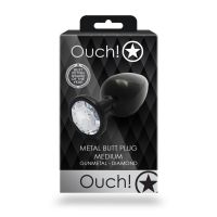 Ouch! Round Gem Buttplug - Medium - Gunmetal/Diamant, afbeelding 3