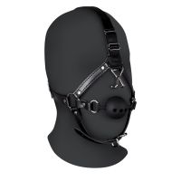 Ouch! Hoofdharnas met ademende ball gag en neushaken - Zwart