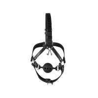 Ouch! Hoofdharnas met ademende ball gag en neushaken - Zwart, afbeelding 5