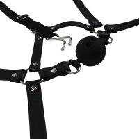 Ouch! Hoofdharnas met ademende ball gag en neushaken - Zwart, afbeelding 7