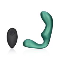 Ouch! Pointed vibrerende prostaatstimulator met afstandsbediening - Metallic groen