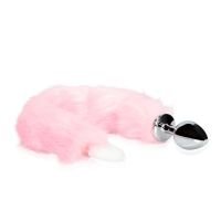 Ouch! Lichtgevende vossenstaart met metalen buttplug - Roze