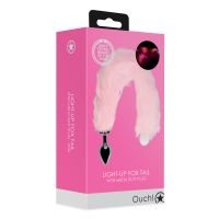 Ouch! Lichtgevende vossenstaart met metalen buttplug - Roze, afbeelding 2