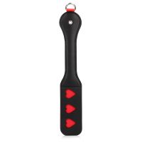 Ouch! Hartjes paddle met metalen buttplug - Zwart, afbeelding 5
