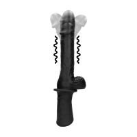 Ouch! Handheld Sexmachine van Vloeibare Siliconen met Vibratie en Stootfunctie - Zwart
