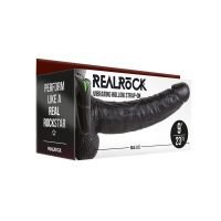RealRock Vibrerende Holle Strap-On met Balletjes - 23 cm - Zwart, afbeelding 2