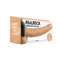 RealRock Vibrerende Holle Strap-On met Balletjes - 23 cm - Tan, afbeelding 2