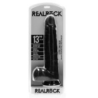 RealRock Extra Large Straight - XXL dildo met balzak - 33 cm - Zwart, afbeelding 2