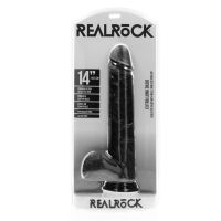 RealRock Extra Large Straight - XXL dildo met balzak - 35,5 cm - Zwart, afbeelding 2