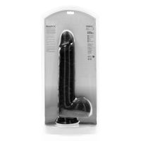 RealRock Extra Large Straight - XXL dildo met balzak - 35,5 cm - Zwart, afbeelding 3