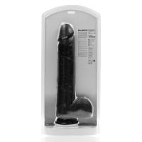 RealRock Extra Large Dildo met ballen - 38 cm - Zwart, afbeelding 3