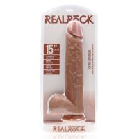 RealRock Extra Large Dildo met ballen - 38 cm - Tan, afbeelding 2