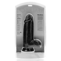 RealRock Extra Dik Recht Realistische Dildo met Balzak - 23 cm - Zwart, afbeelding 3