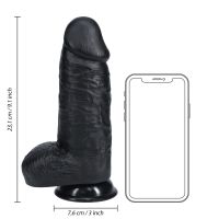 RealRock Extra Dik Recht Realistische Dildo met Balzak - 23 cm - Zwart, afbeelding 7