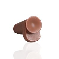 RealRock Extra Thick Straight Dildo met Ballen - 23 cm - Tan, afbeelding 5