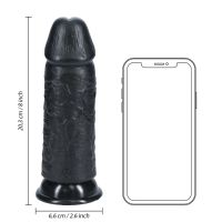 RealRock Extra dikke rechte dildo zonder ballen - 20,3 cm - Zwart, afbeelding 7