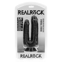 RealRock Double Trouble Dubbele dildo - 12,7/15,2 cm - Zwart, afbeelding 2