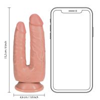 RealRock Double Trouble Dildo - 12,7/15,2 cm - Naturel, afbeelding 5