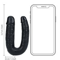 RealRock U-vormige dubbele dildo - 12,7 cm - Zwart, afbeelding 7